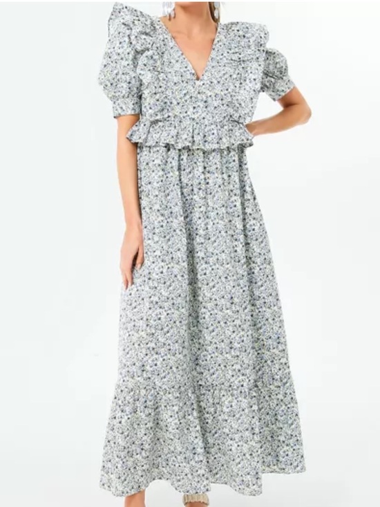 Tuckernuck Dresses & Skirts - Tuckernuck Hyacinth House Blue Floral Puff Sleeve Dress XS